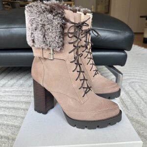 Charles David  Fur-Lined Lace-Up Boots